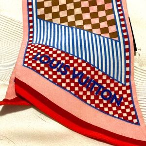 Pre-Loved Louis Vuitton Multi-Color Damier Check Print Bandeau Scarf/Neck Tie